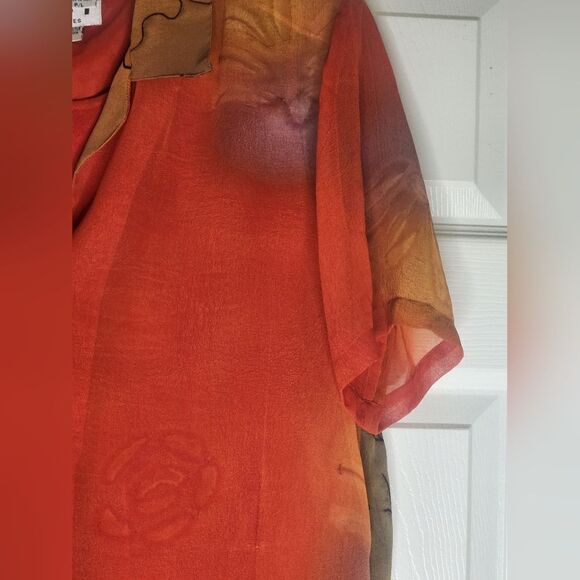 Vtg IFI Orange Mlticlrd P/L Shrtslv Slvless Women’s Top & Shirt - Picture 3 of 13